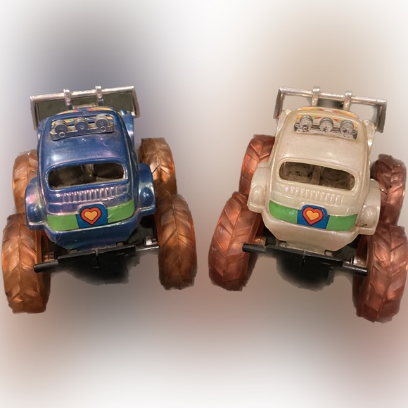 Vintage VW Beetle Monster Trucks Pair 1980s PullBack and Go - Picture 3 of 3
